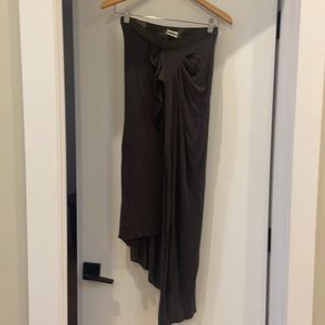 Fabulous Rick Owens charcoal asymmetrical skirt